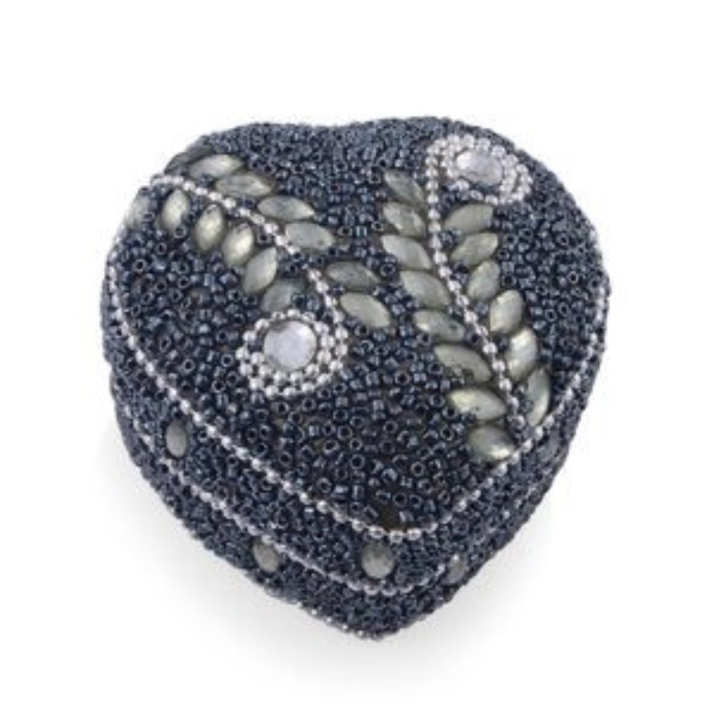 Handcrafted Set(3) Blue Beaded Mini Storage Boxes - Picture 6 of 7